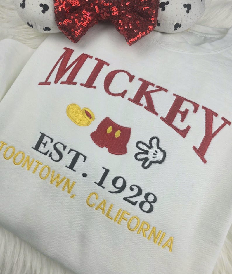 Mickey Mouse Varsity Embroidered Sweatshirt