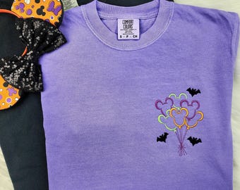Mickey Halloween Balloons Embroidered Shirt| Mickey Embroidered Shirt|  Disney Halloween Embroidered Sweatshirt| Disney Sweatshirt
