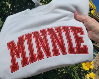 Embroidered GLITTER Minnie Mouse Sweatshirt| Disney Sweatshirt