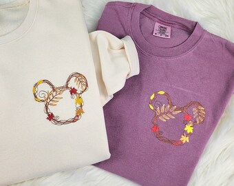 Embroidered Mickey Fall Wreath Shirt| Disney Shirt|  Disney Fall| Disney Sweatshirt