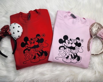 Sudadera bordada de Mickey y Minnie enamorados/ Sudadera Disney/ Sudadera bordada Disney