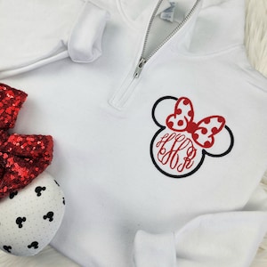 Minnie Mouse Monogram Quarter Zip Sweatshirt