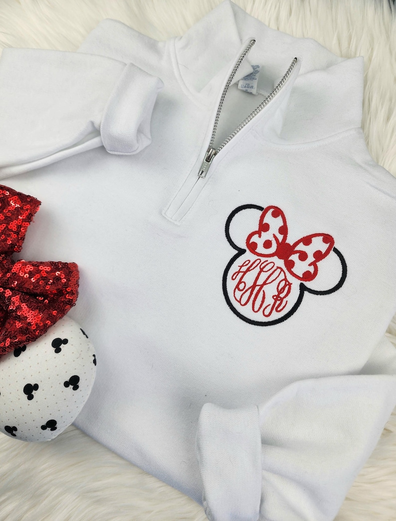 Minnie Mouse Monogram Quarter Zip Sweatshirt