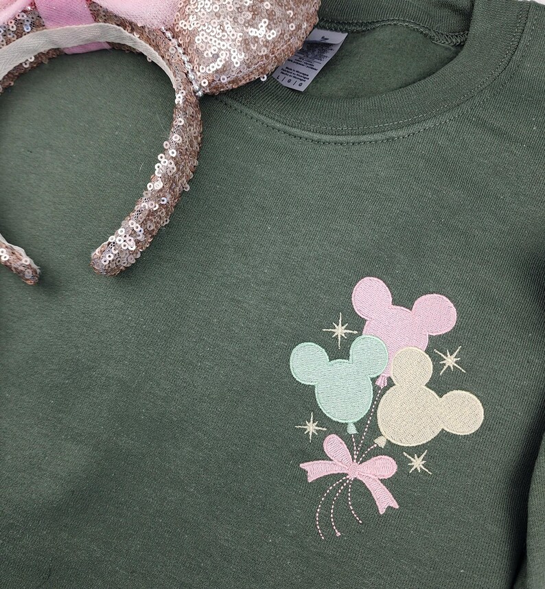 Mickey Balloons Pastel Embroidered Sweatshirt
