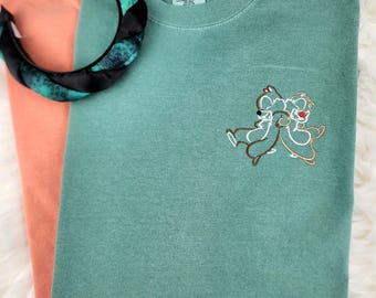 Chip And Dale Embroidered Shirt| Chip Shirt| Chip And Dale t-shirt| Disney Embroidered Shirt| Dale Shirt| Chipmunks Shirt