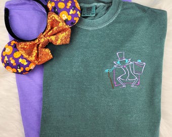 Hatbox Ghost Embroidered Shirt| Haunted Mansion Shirt|  Disney Halloween Shirt| Disney Sweatshirt
