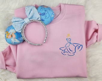 Disney Cinderella Embroidered Sweatshirt| Disney Princess Embroidered Shirt| Disney Embroidered Sweatshirt| Disney Crewneck