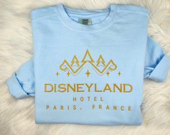 Disneyland Hotel Paris France Embroidered Sweatshirt| Disney Embroidered Shirt| Disneyland Paris Embroidered Sweatshirt| Disney Crewneck