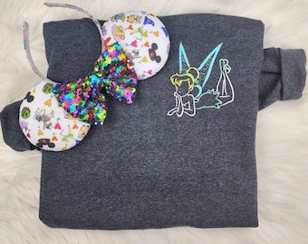Tinkerbell Embroidered Sweatshirt| Peter Pan| Disney Embroidered Shirt| Disney sweatshirt