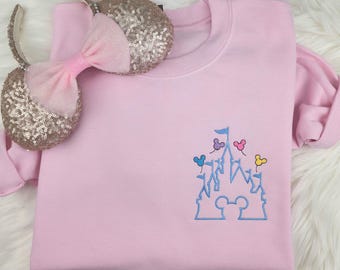 Embroidered Disney Castle Sweatshirt| Disney Shirt| Disney Sweatshirt