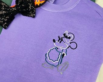 Haunted Minnie Embroidered Shirt| Minnie Embroidered Shirt| Disney Halloween Embroidered Sweatshirt| Haunted Mansion Shirt| Disney Crewneck