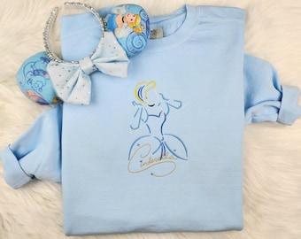 Embroidered Cinderella Sweatshirt| Disney Princess| Disney Sweatshirt| Disney Shirt