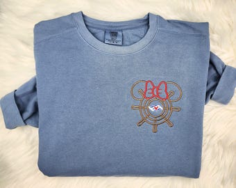 Minnie Cruise Ship Wheel Embroidered Sweatshirt| Disney Embroidered Shirt|  Disney Cruise Embroidered Sweatshirt| Disney Crewneck