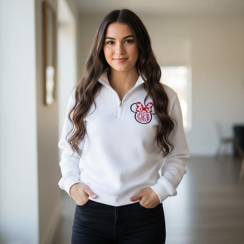 Minnie Mouse Monogram Quarter Zip Sweatshirt