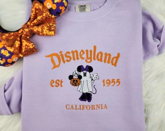 Disneyland Minnie Mouse Halloween Embroidered Sweatshirt| Minnie Halloween Shirt|  Disney Halloween Embroidered Sweatshirt| Disney Crewneck