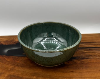 Dark Green Ceramic Bowl, Cereal Bowl, Handmade Stoneware Pottery Bowl