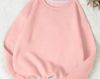 Woman Basic Crew Neck  Oversize Sweatshirt