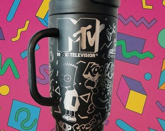 Retro 90s Tumbler with Handle: 40oz Insulated Stainless Steel