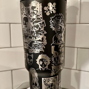 40oz Demon Anime Tumbler with handle, Gift,  Birthday, Appreciation Tumbler for Him or Her.