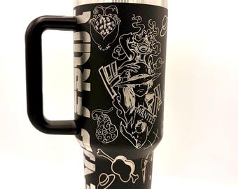 Vaso de anime pirata: taza térmica de viaje de 40 oz grabada con láser