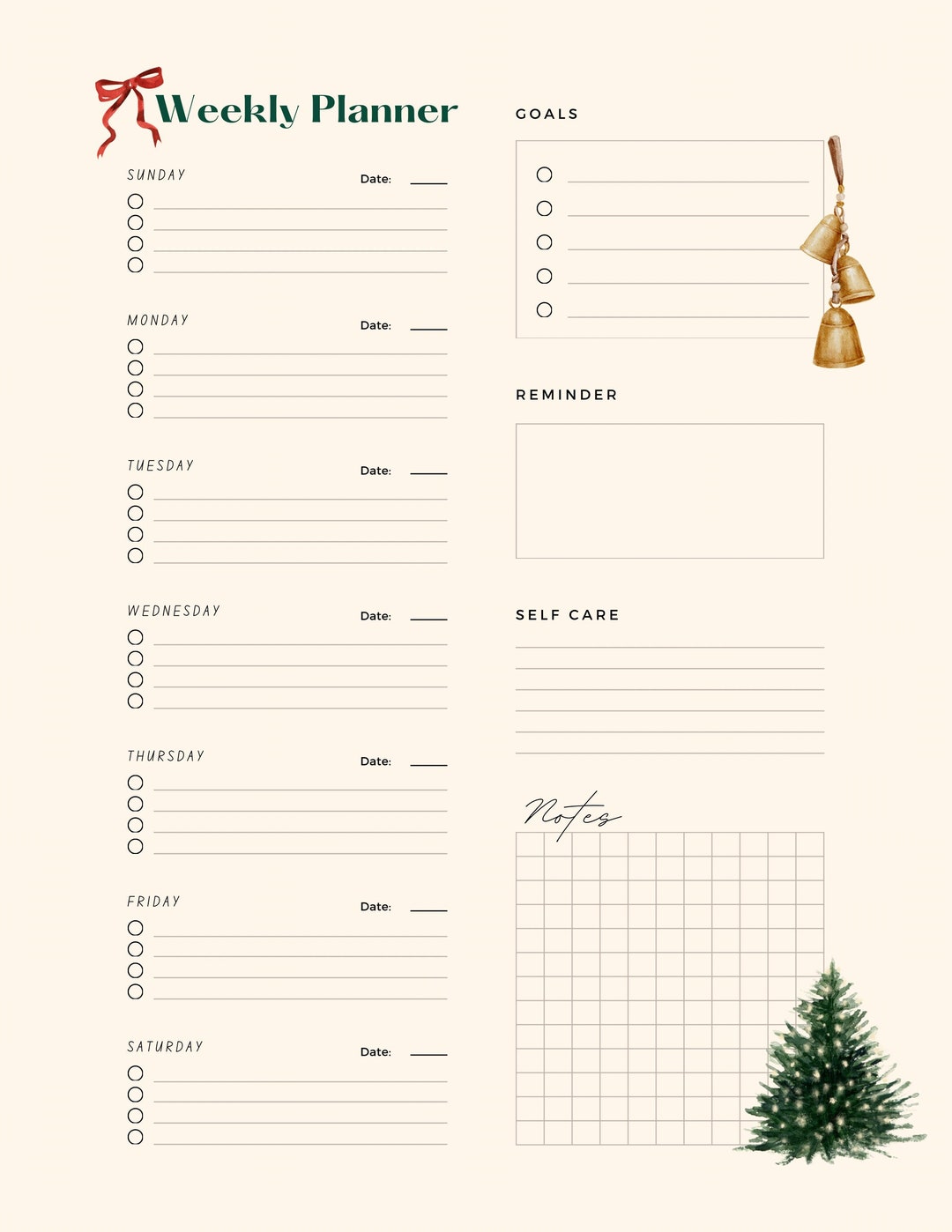 Weekly Digital Planner Christmas Design - Printable & Digital Planner ...