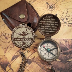 First Communion Personalized gifts or Baptism Gifts for Boys and girls, Christening and confirmation gift for kids, brass engraved compass