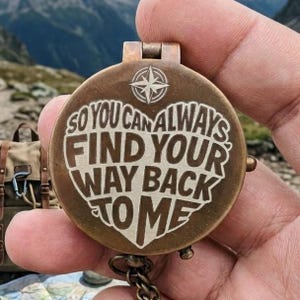 gifts for men who have everything, husband Valentine's Day gift, personalized engraved brass functional compass, keepsake