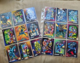 Vintage 1990s Marvel Trading Cards Lot Of 36 (Impel & Skybox) with Protectors