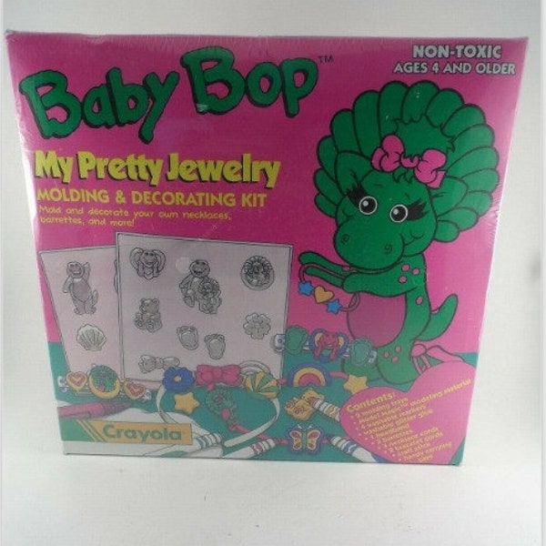 NIB Barney Baby Bop My Pretty Jewelry Molding Decorating Kit Crayola Craft New