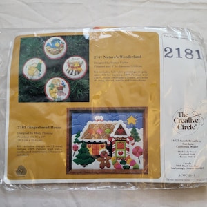 Vintage 2181 Creative Circle Gingerbread House Long Stitch NEW Embroidery Kit