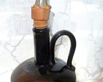 RARE Vintage Music Box Decanter Brown Jug Collapsible Man Stopper Independently Made