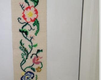 Vintage Needlepoint Bell Pull Wildflowers Tapestry Wall Hanging
