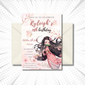 Anime Birthday Invitation Anime Theme Anime Style Editable Birthday Invitation Manga Invitation Slayer Birthday Invitation