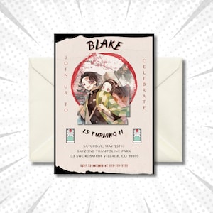 Anime Birthday Invitation Anime Theme Anime Style Editable Birthday Invitation Manga Invitation