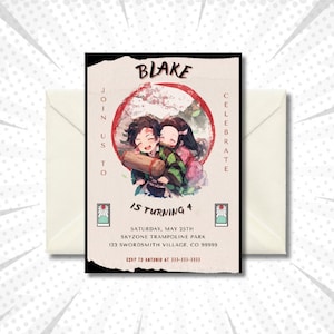 Editable Anime‑Style Birthday Invitation • 5×7 Manga‑Inspired Template • Instant Canva PDF Download