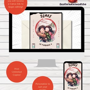 Anime Birthday Invitation Anime Theme Anime Style Editable Birthday ...
