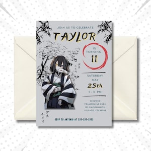 Anime Birthday Invitation Anime Theme Anime Style Editable Birthday Invitation Manga Invitation Slayer Birthday Invitation