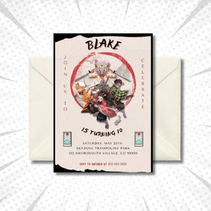 Anime Birthday Invitation Anime Theme Anime Style Editable Birthday Invitation Manga Invitation