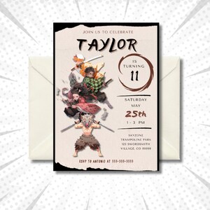 Editable Anime‑Style Birthday Invitation • 5×7 Manga‑Inspired Template • Instant Canva PDF Download