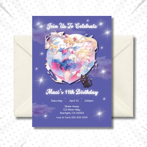 Anime Birthday Invitation Anime Theme Anime Style Editable Birthday Invitation Manga Invitation