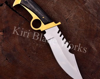 Handmade Bowie Knife Replica: Stainless Steel Blade, Brass Finger Guard