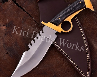 Handmade Bowie Knife Replica: Stainless Steel Blade, Brass Finger Guard