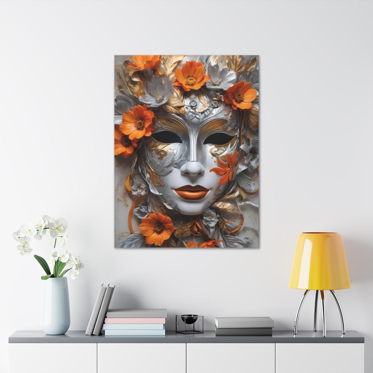 Elegant Carnival Mask With Flowers Canvas Print - Gallery Art 30