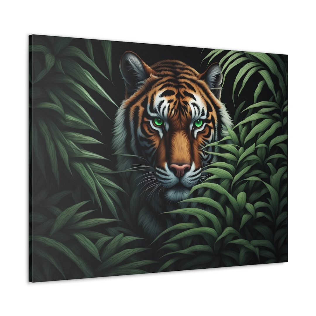 Jungle Tiger 40x30 Mounted Canvas Print - Majestic Wildlife Wall Art - Etsy