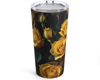 Yellow Rose Garden Elegance Drink Tumbler 20oz