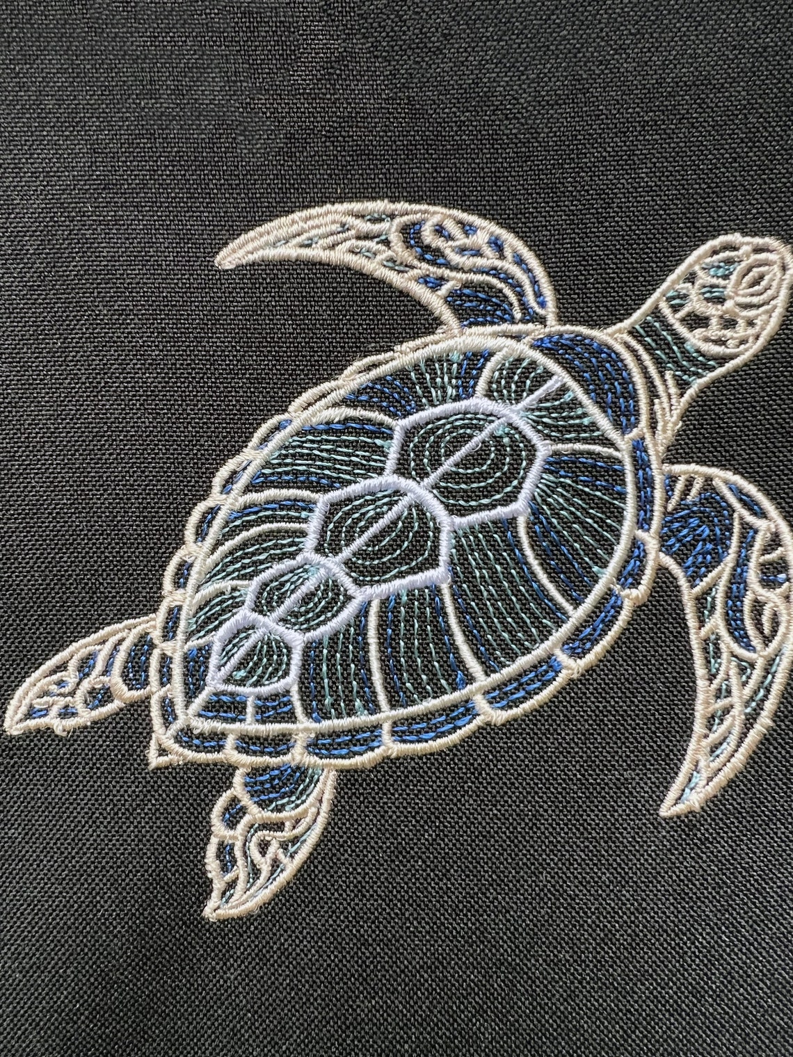 Shining Turtle Embroidery Design, Aquatic Vibes Pattern for Dark ...