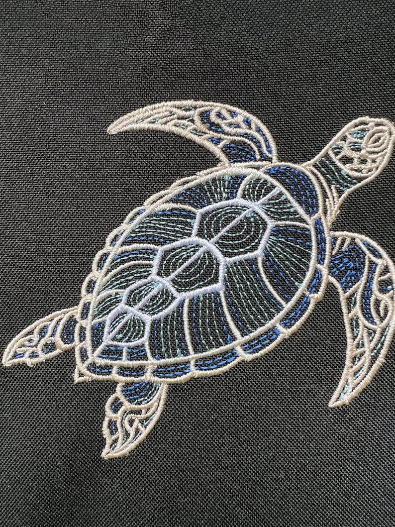 Blue Embroidered Turtle Daygown