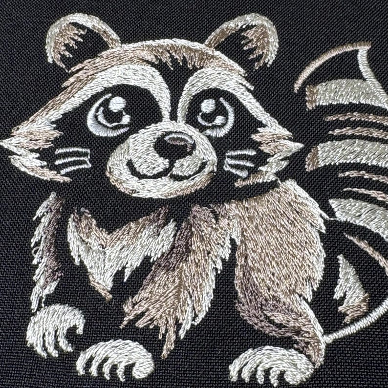 Playful Raccoon Embroidery Design – Cute Woodland Animal Stitching ...
