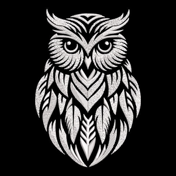 Elegant Owl Embroidery Design - Mystic Fairy Forest Bird, Optimized for Dark Fabrics, PES File Format, Nature Inspired Nursery Decor