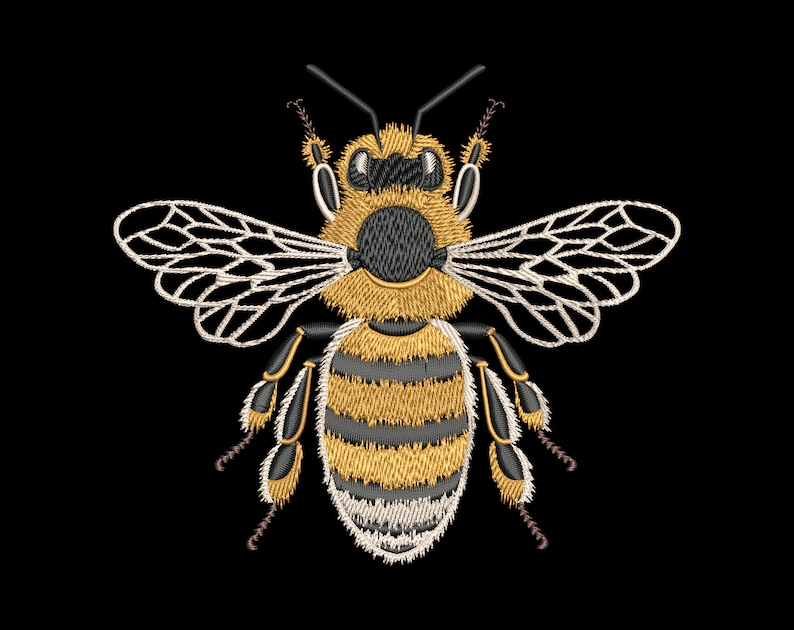 Royal Bee Embroidery Designs Bundle - Golden Honeybee for Dark Textiles ...